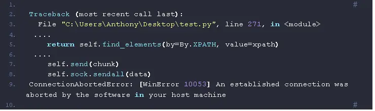How to Solve Python ConnectionAbortedError WinError 10053 An established connection was aborted by the software in your host machine (Python)