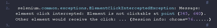 Message element click intercepted Element is not clickable with Selenium and Python-problem-banner