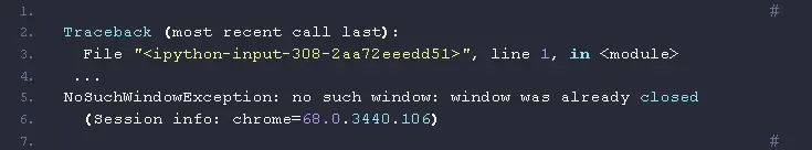 Selenium WebDriver NoSuchWindowException Error – no such window – window was already closed-1
